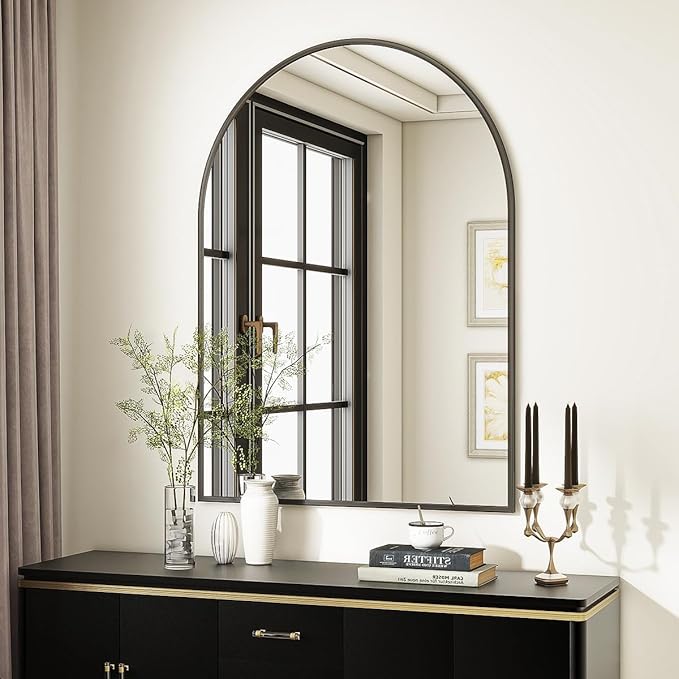 VooBang Arched Wall Mirror, 30 x 38 inch Arch Bathroom Mirror, Wall Mounted