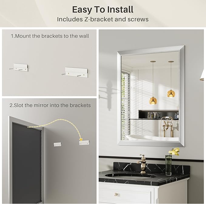 36x36 Inch Brushed Silver Bathroom Mirror