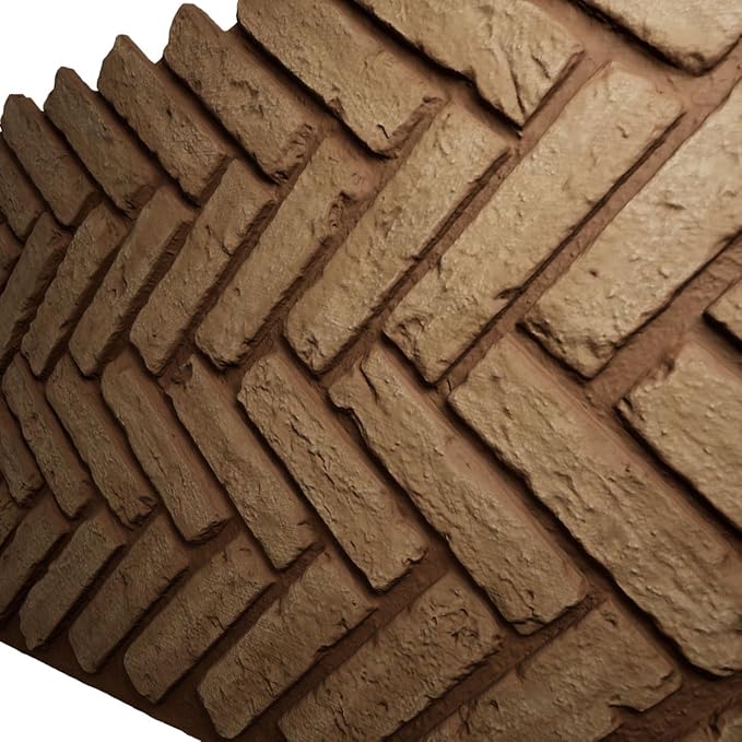 EverStone Herringbone Faux Brick Panel, 46 1/2"W x 25 1/4"H x 1"D, Terracotta