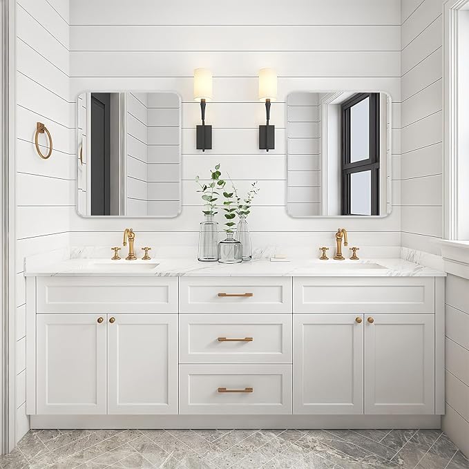 Silver Metal Framed Bathroom Mirror