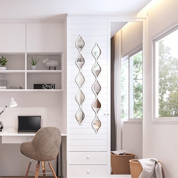 Yulejo 3 Pcs Acrylic Teardrop Mirror Wall Decor Decorative Mirror Narrow Decor