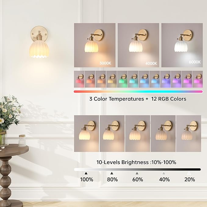 Shenmoyl Vintage Battery Operated Wall Sconce