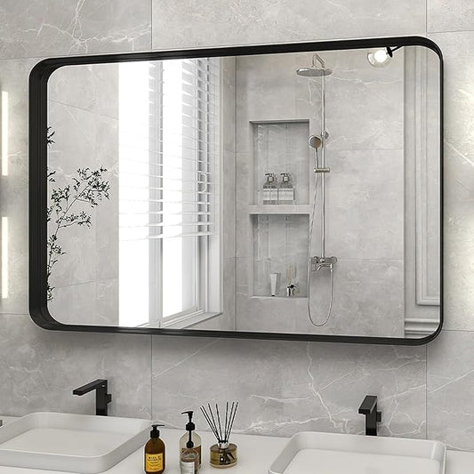 VooBang Bathroom Mirror 24x36 inch, Modern Round Corner Bathroom Vanity Mirror