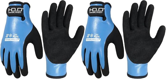 AIGEVTURE Waterproof Winter Work Gloves Men Women,Cold Weather Insulated Work Gloves Thermal Liner Superior Grip Latex Coating Warm for Outdoor (X-Large-2 pairs, Sky Blue)