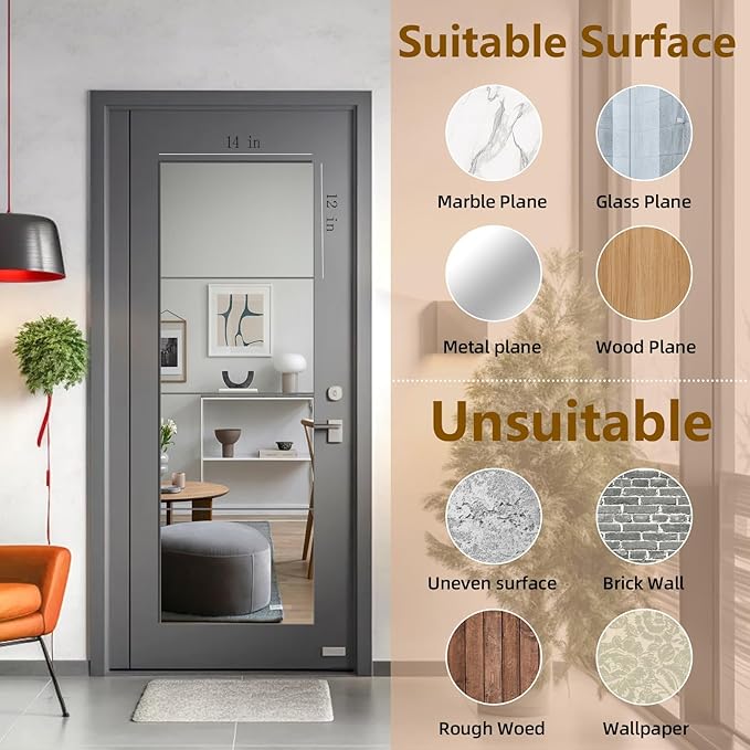 Stick on Small Mirror for Wall Decor, Plastic Non Glass Sticky Kids Safety