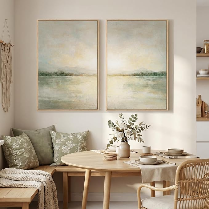 Framed Sage Green Abstract Wall Art