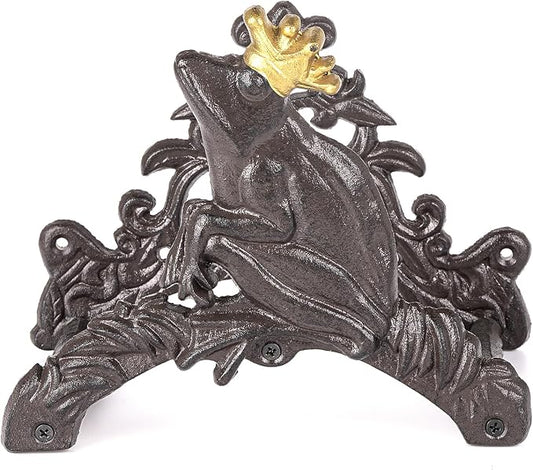 Sungmor Heavy Duty Cast Iron Garden Hose Holder | Water Hose Hanger Wall Mounted | Decorative Indoor Outdoor Hose Rack Reel | 50FT 75FT 100FT Water Hose Bulter Storage | Lovely Frog Metal Hose Stand