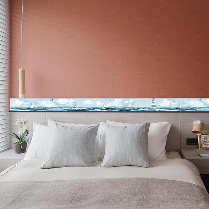 HOMETITUTE Wallpaper Border Peel and Stick Nautical Wall Trim Self Adhesive