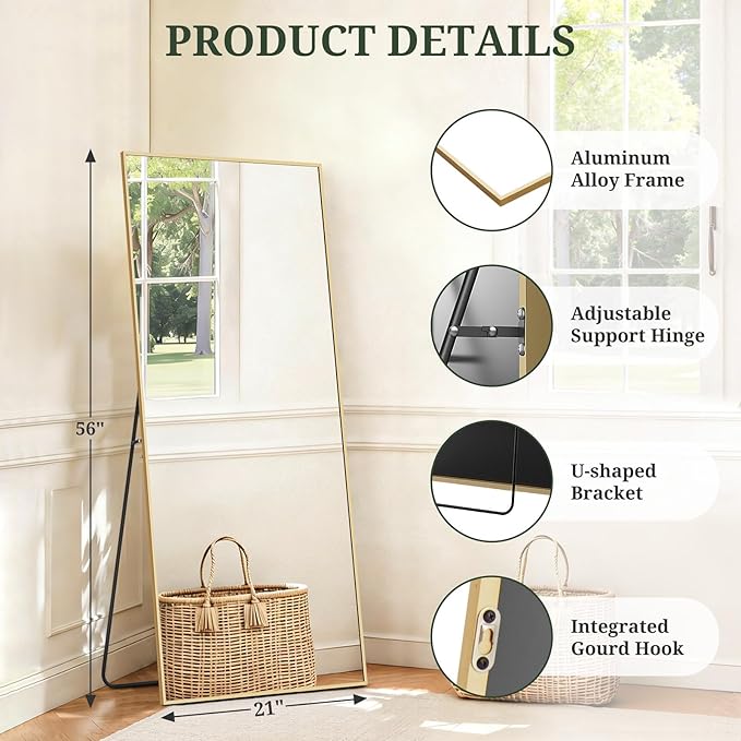 Mirror Full Length 56"x21" Full Body Floor Mirror