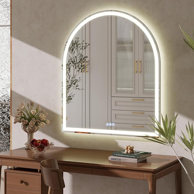 BEAUTYPEAK 34x30 LED Arch Bathroom Mirror