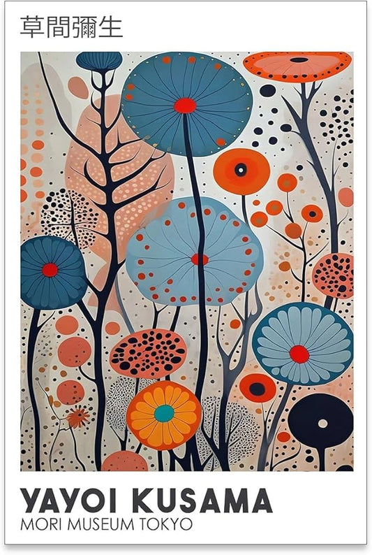 Yayoi Kusama Canvas Wall Art Vintage Japanese Painting Posters Tokyo Aesthetic