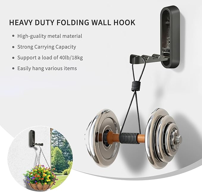 6PCS Foldable Wall Hooks, Zinc Alloy Flip Down Hooks, Retractable Wall Hooks