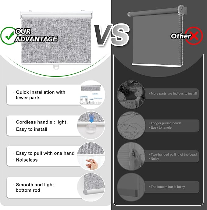 Cordless Roller Shades Blackout Blinds