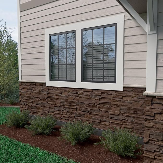 EverStone Cascade Faux Stone Panel, 48 5/8"W x 24 3/4"H x 1 1/4"D, Deep Creek