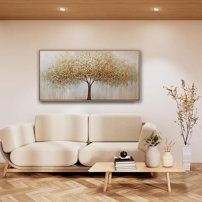 Wall Art Abstract Gold Tree of Life Framed Modern Artwork Canvas Painting