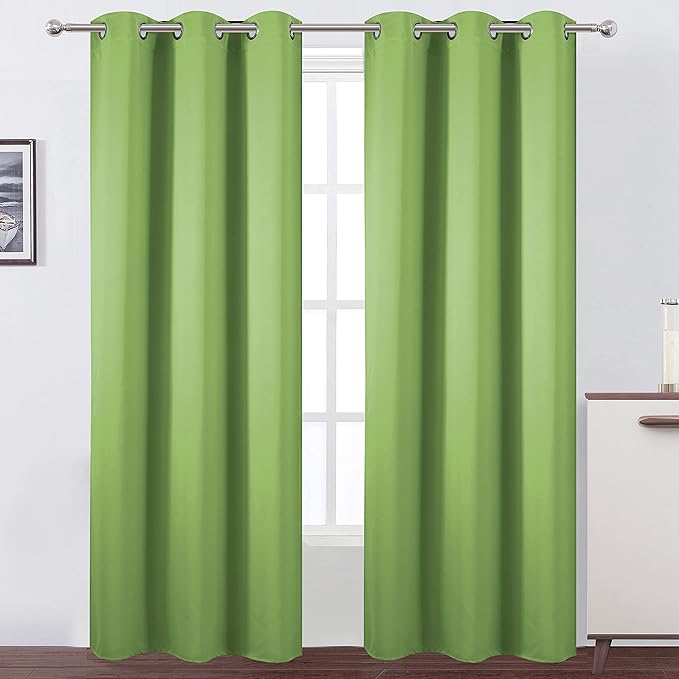 LEMOMO Light Green Thermal Blackout Curtains/42 x 95 Inch/Set of 2 Panels Room