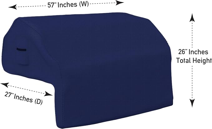 Covers & All Built-in Grill Cover for Outdoor Grill – Heavy Duty 12 oz Waterproof Built-in BBQ Grill Cover, PVC-Coated Polyester with Elastic Hem for Snug Fit (57 x 27 x 26 inches, Blue)