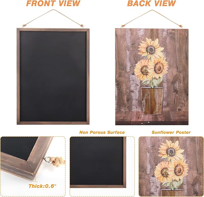 SELEAD 2-Pack Solid Wood Frame Chalkboard Signs