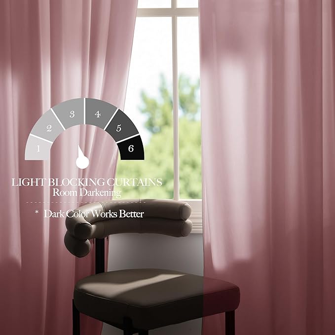 NICETOWN Baby Pink Velvet Curtains 84 inch Long 2 Panels