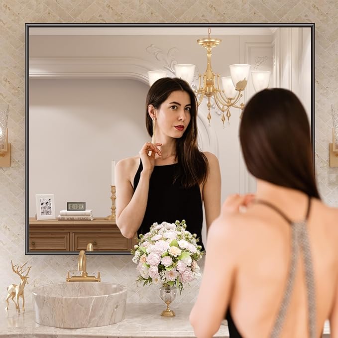 LOAAO Black Bathroom Mirror 40"X24"