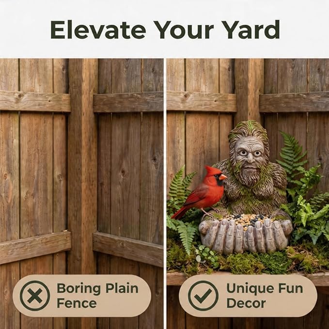 2026 New Extra Large Bigger Bigfoot Bird Feeder for Outdoors - Hand-Painted Garden Sculpture & Wild Bird Feeder, Large Capacity with Hidden Hook, Unique Gift for Bird Loverse