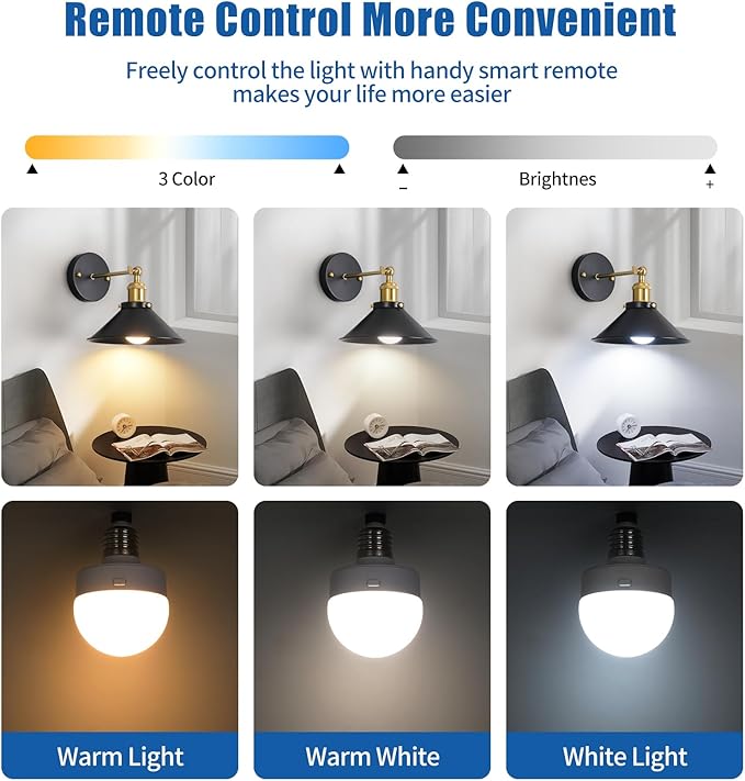 Bailoch Black & Gold Vintage Rechargeable Battery Operated Wall Sconces