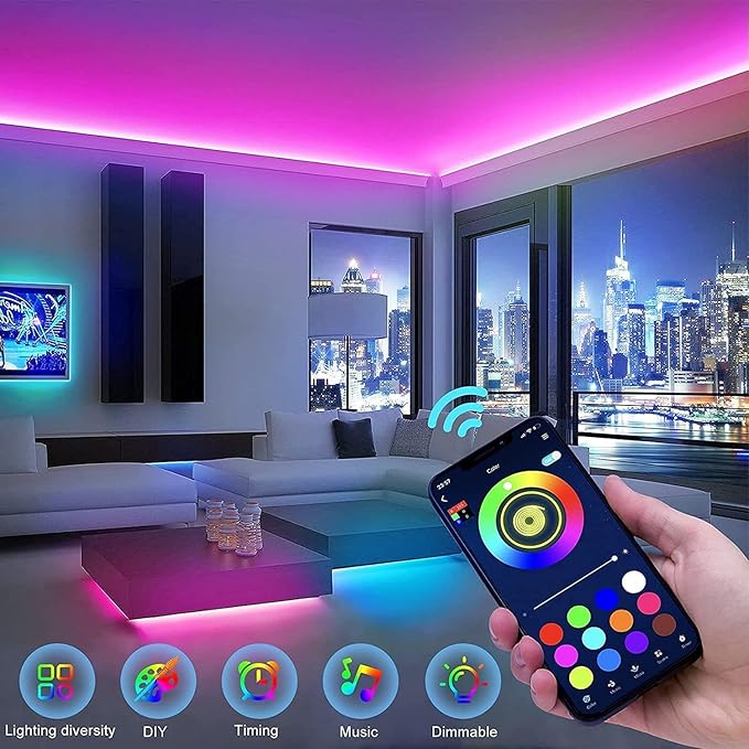Tenmiro 65.6ft Led Strip Lights Smart Led Light Strips Music Sync Color