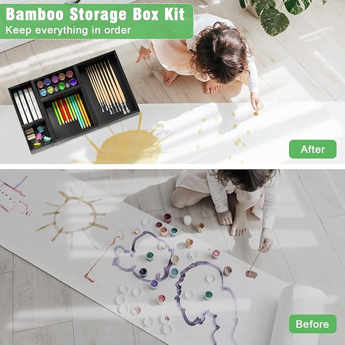 Black Bamboo Bathroom Drawer Organizer, Wooden Kitchen Utensil Holder Set of 5, Stackable Junk Drawer Organizer Tray, Multi-Use Storage Bins Boxs Dividers for Home, Office, Clothing, Makeup, Jewelry