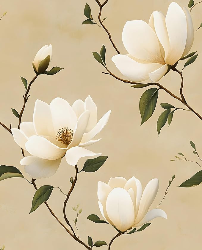 Floral Peel and Stick Wallpaper Vintage Khaki Contact Paper 17.5''x393'' Vinyl