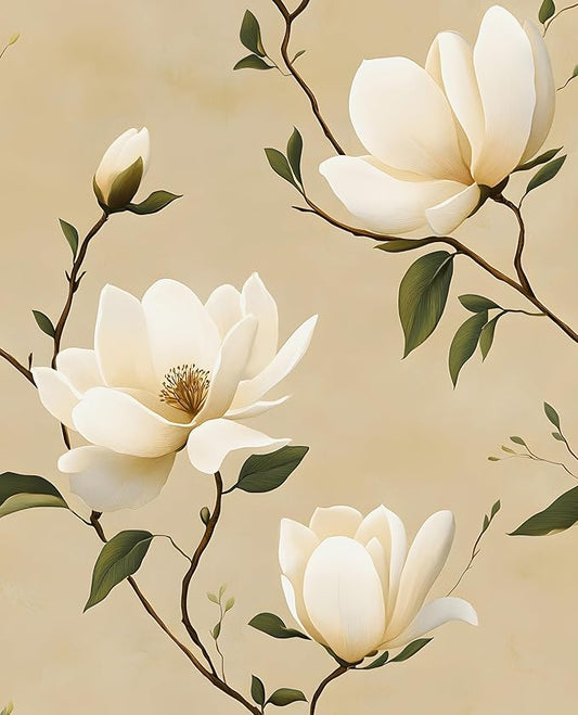 Floral Peel and Stick Wallpaper Vintage Khaki Contact Paper 17.5''x393'' Vinyl
