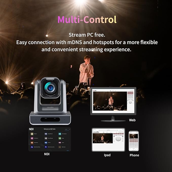 zowietek 4K PTZ Camera PoE, 12X Optical Zoom, Simultaneous HDMI and SDI Output, USB Out for Conference, RTSP/RTMP(s)/SRT, Standalone IP Live Streaming to YouTube for Meeting, Church, Event