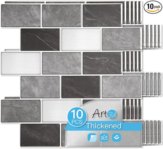 Art3d Peel and Stick Granite Wall Tiles – 12"x12" Thicker Design Backsplash