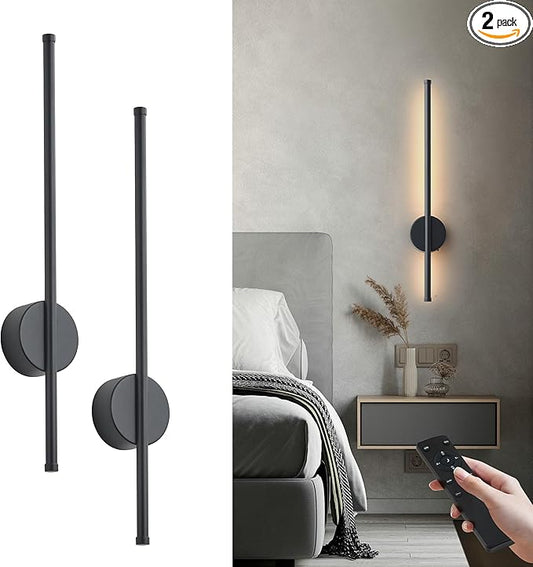 Battery Operated Modern Wall Sconces, Dimmable Wireless Wall Light Set of Two