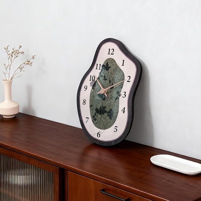 Mid Century Retro Irregular Shape Wall Clock, Silent Non-Ticking Battery