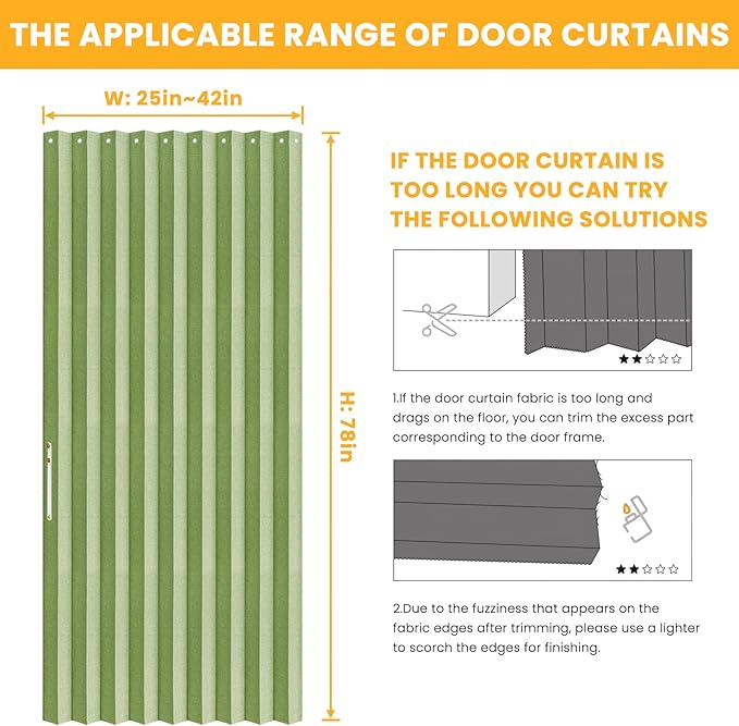 AJAZZ 100% Blackout Magnetic Door Curtain Accordion Doors Interior Folding