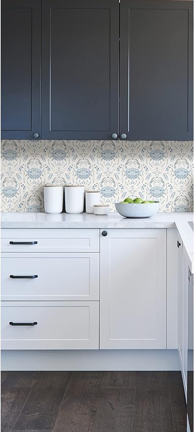 NuWallpaper by WallPops Blue Shellby Peel & Stick Wallpaper