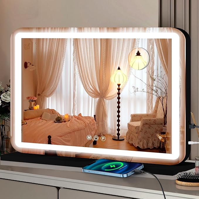 Ratsamee Black 26" x 20" Vanity Mirror