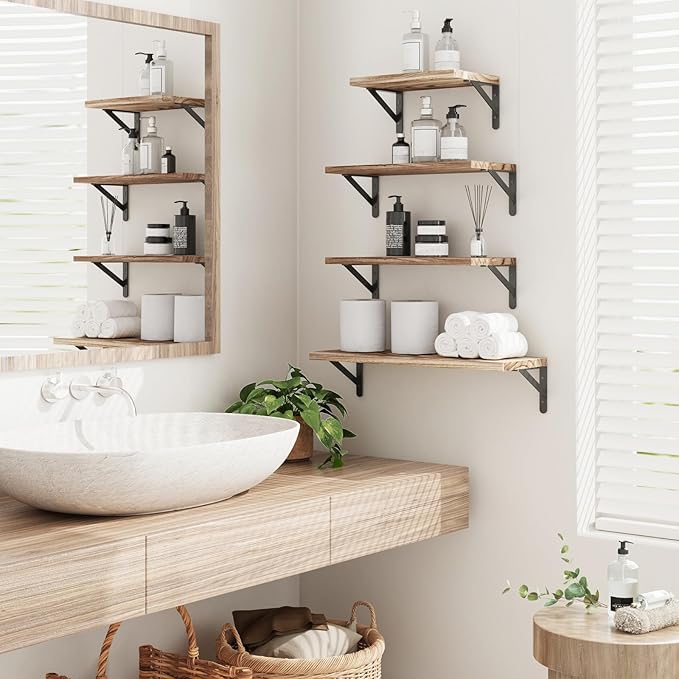 YGEOMER Floating Shelves for Wall Mounted Wall Shelves for Bedroom, Bathroom