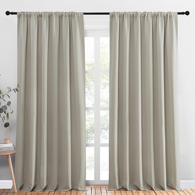NICETOWN 2 Panels Blackout Curtains, Rod Pocket Thermal Insulated Drapess