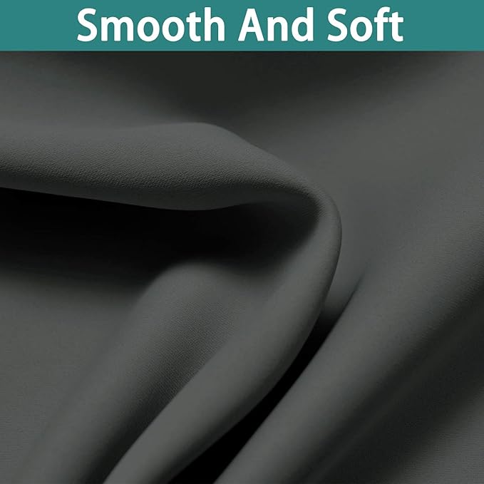 Yakamok Dark Grey 100% Blackout Curtains 54 Inch Length, Heat and Full Light