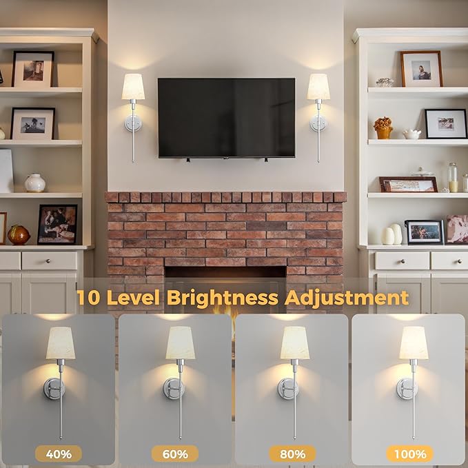 DORESshop Battery Operated Wall Sconce Set of 2, 7 Color Wireless Wall Light