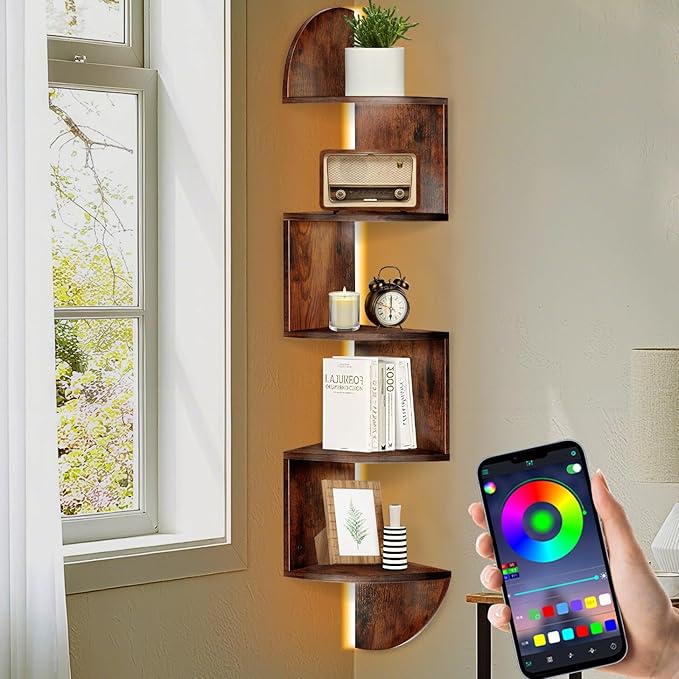 Corner Shelf, 5 Tier Corner Shelf Wall Mounted