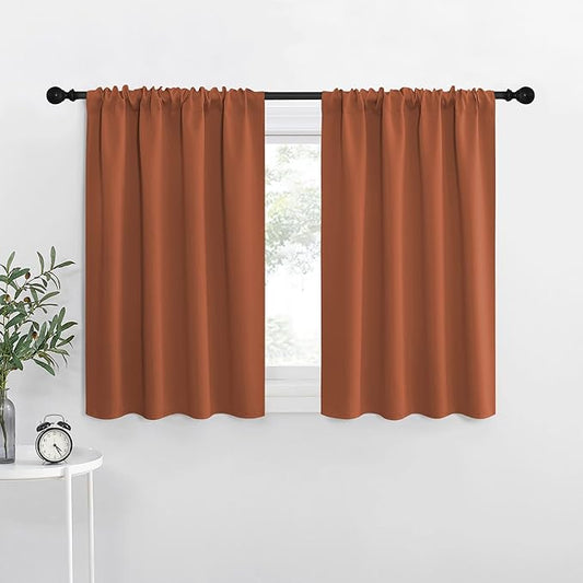 NICETOWN RV Blackout Curtains for Camper Windows, Burnt Orange, Short Blackout