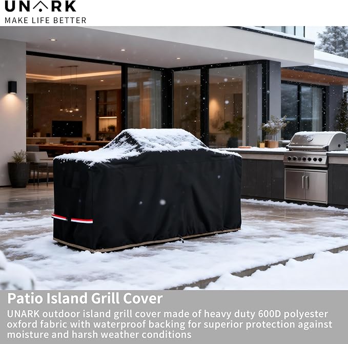 86 Inch Extra Large Grill Cover Kitchen Island Cover Large Island Grill Cover for Outdoor Grill Outdoor Kitchen Cover Heavy Duty Waterproof 86" L x 42" W x 48" H, Black