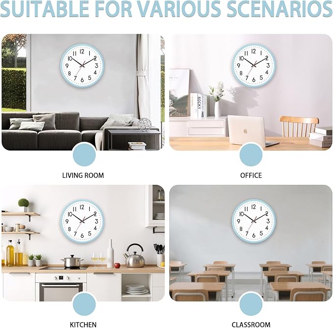 HZDHCLH Wall Clock Silent Wall Clocks Battery Operated 10 Inch Modern Non