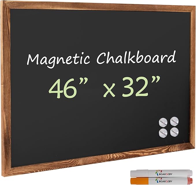 Magnetic Chalkboard Black Board 46 x 32, Extra Large Chalk Board Blackboard