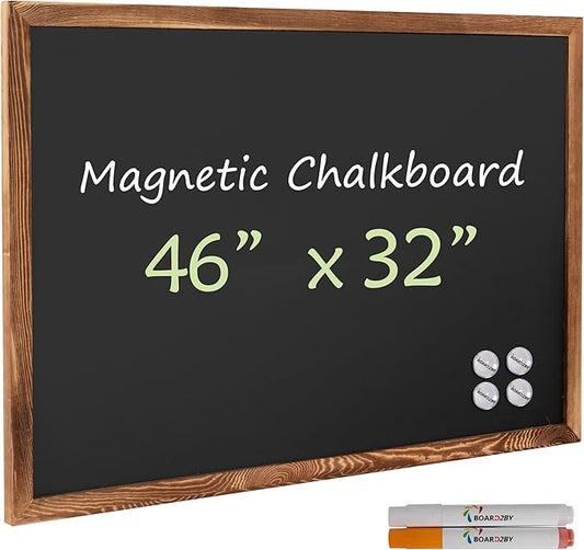 Magnetic Chalkboard Black Board 46 x 32, Extra Large Chalk Board Blackboard