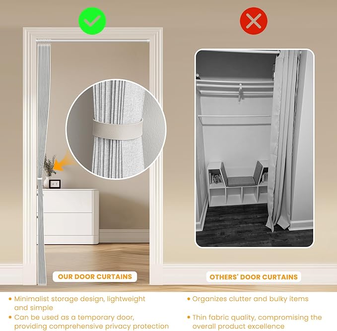 AJAZZ 100% Blackout Accordion Doors Interior Closet Curtain Magnetic Door