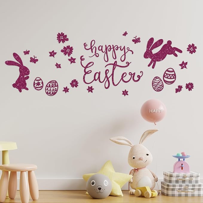 CRE8TIVE Deep Pink Glitter Wallpaper Border Peel and Stick Wall Border Stickers