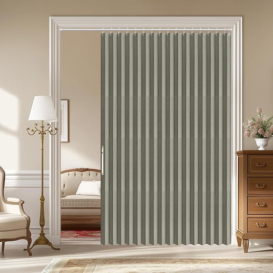 AJAZZ 100% Blackout Accordion Doors Interior Closet Curtain Doorway Curtains